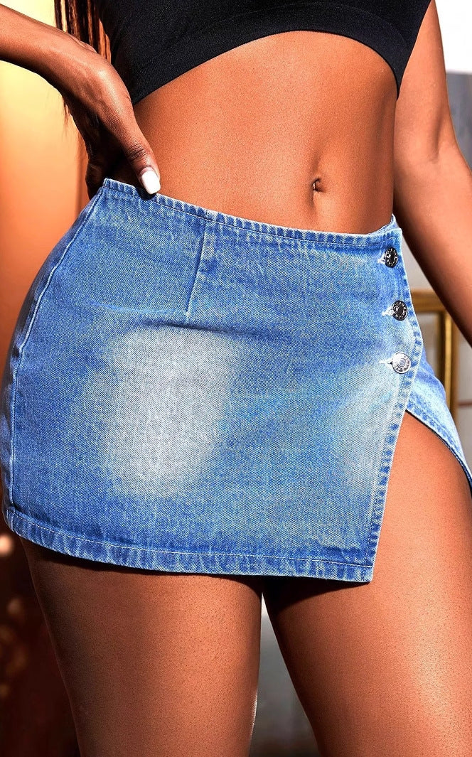 Cute Street Sheath Denim Skirt