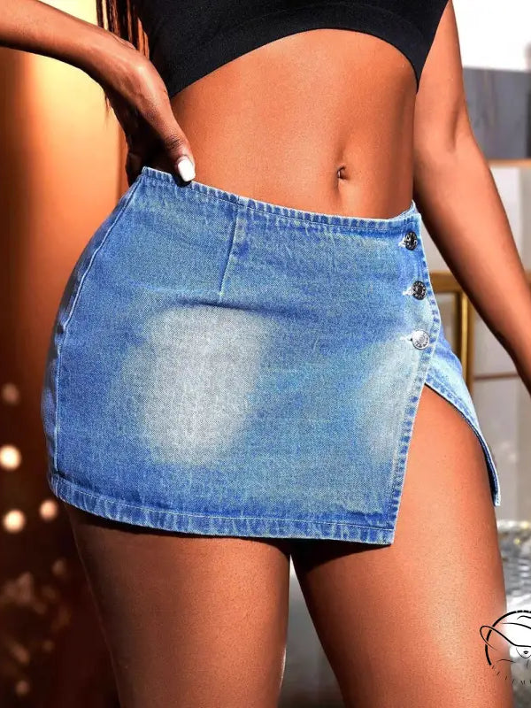 Cute Street Sheath Denim Skirt