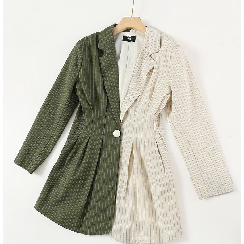 Two-tone pinstripe blazer dress from Elegant Colorful Blazer for trendy fashion ملابس
