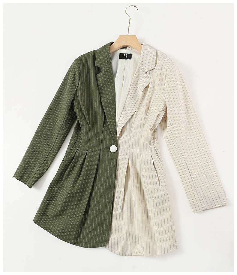 Two-tone pinstripe blazer dress from Elegant Colorful Blazer for trendy fashion ملابس