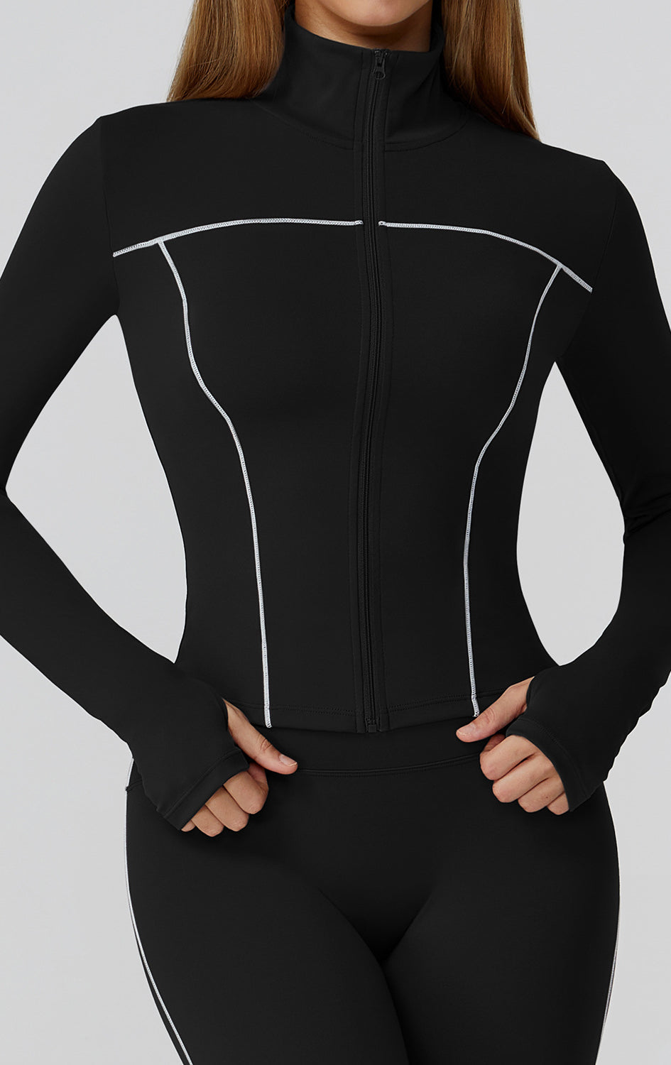 Langry black and white windproof slim cycling jacket in fashion ملابس