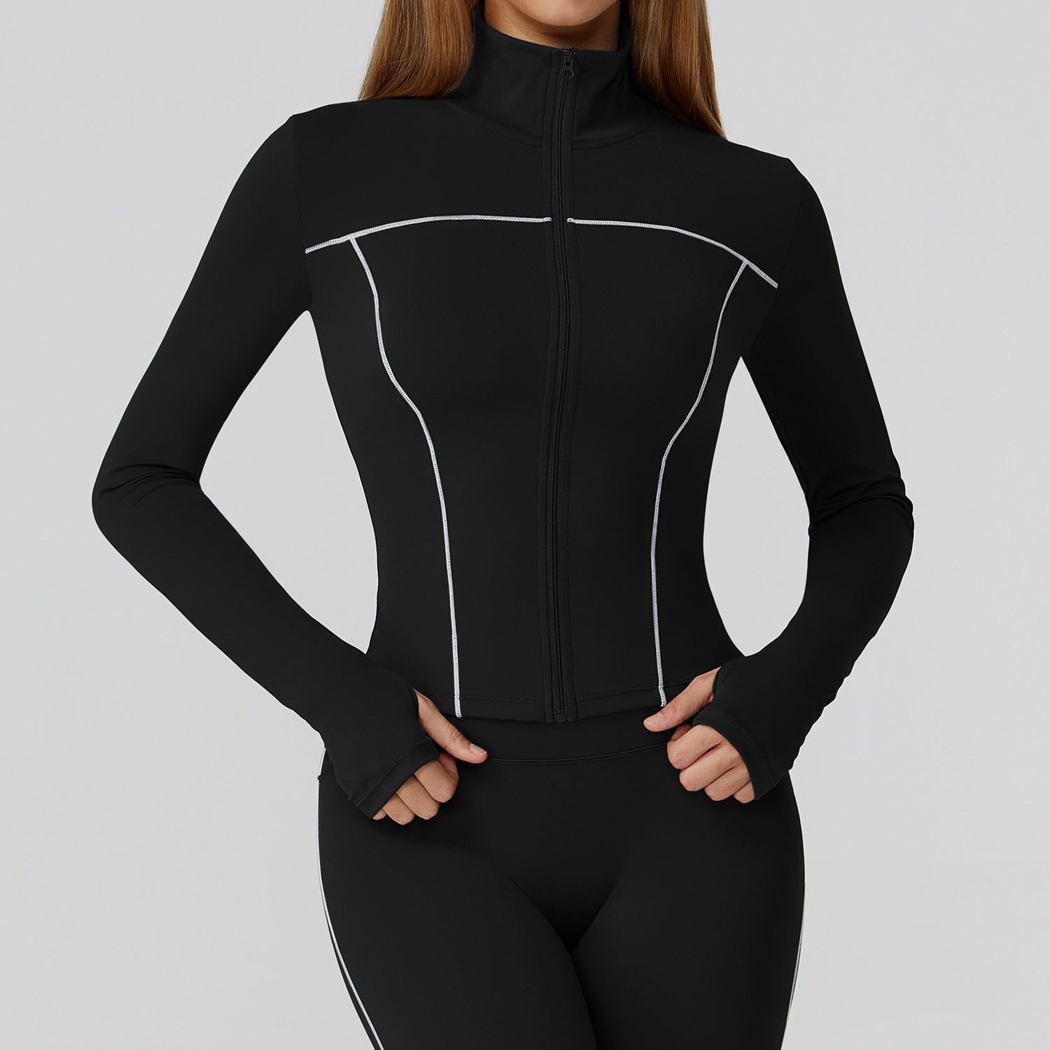 Langry black and white windproof slim cycling jacket in fashion ملابس