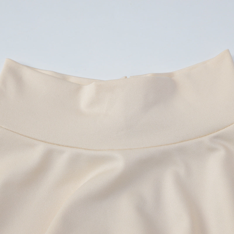 French Slim Fit Backless Button Dress