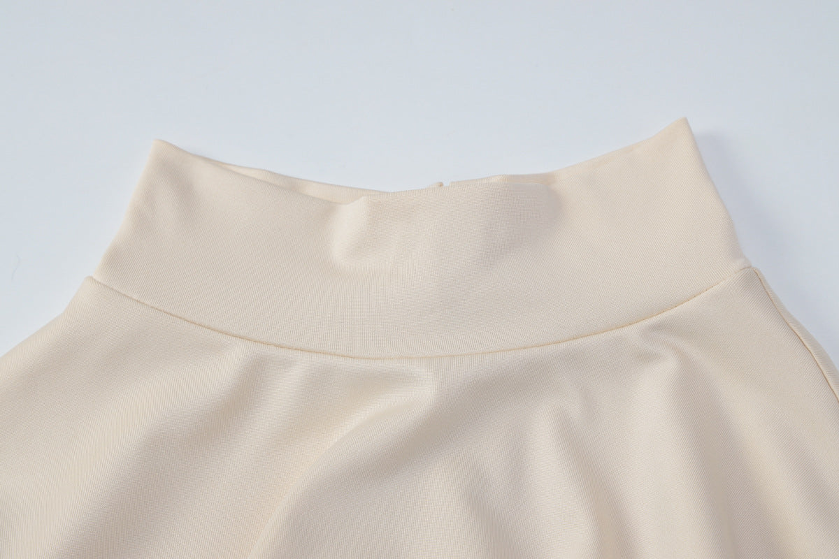 French Slim Fit Backless Button Dress