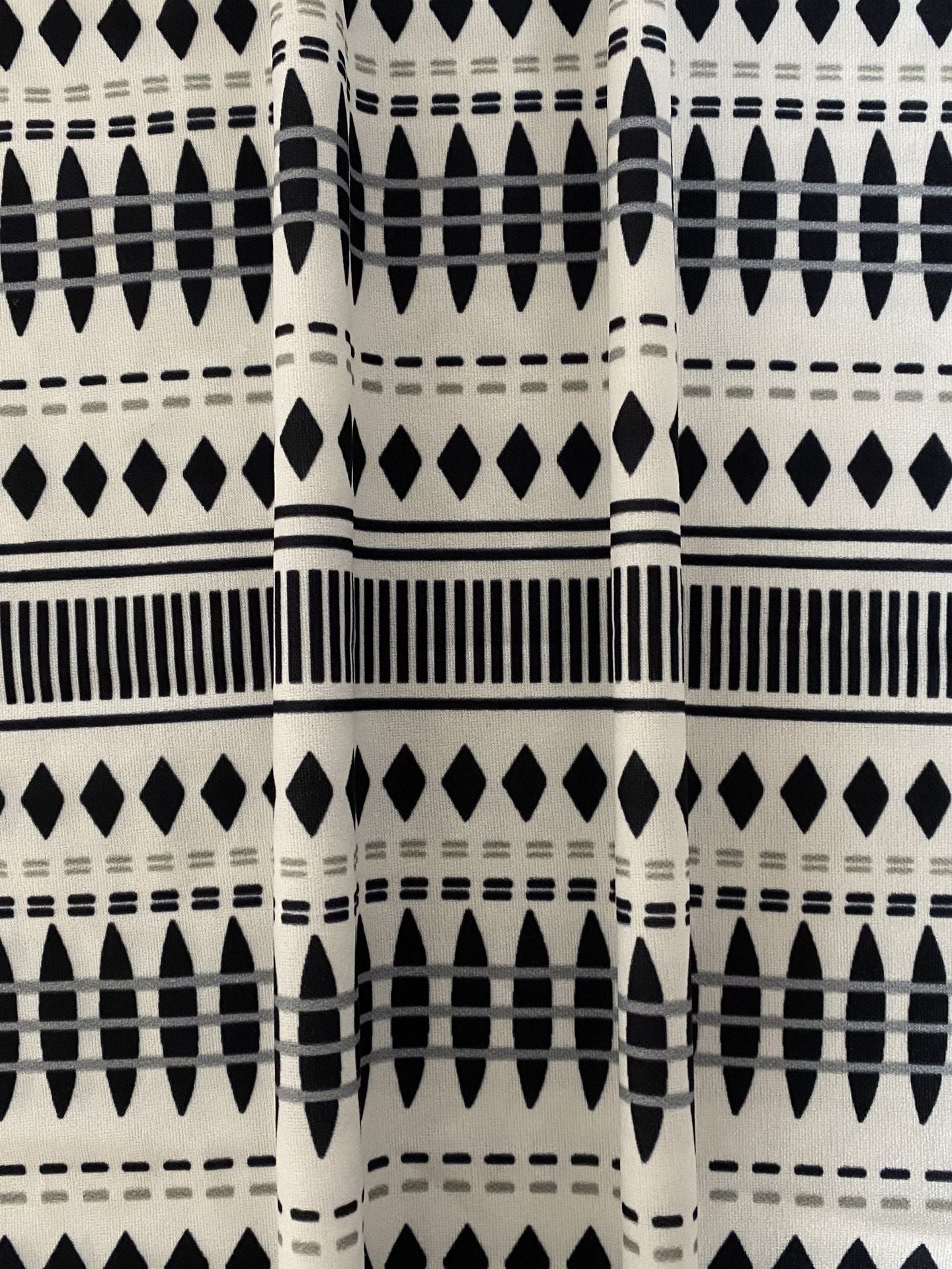 Black and white patterned fabric for Casual Loose Unique Straight Cylinder Dress, luxurious fashion