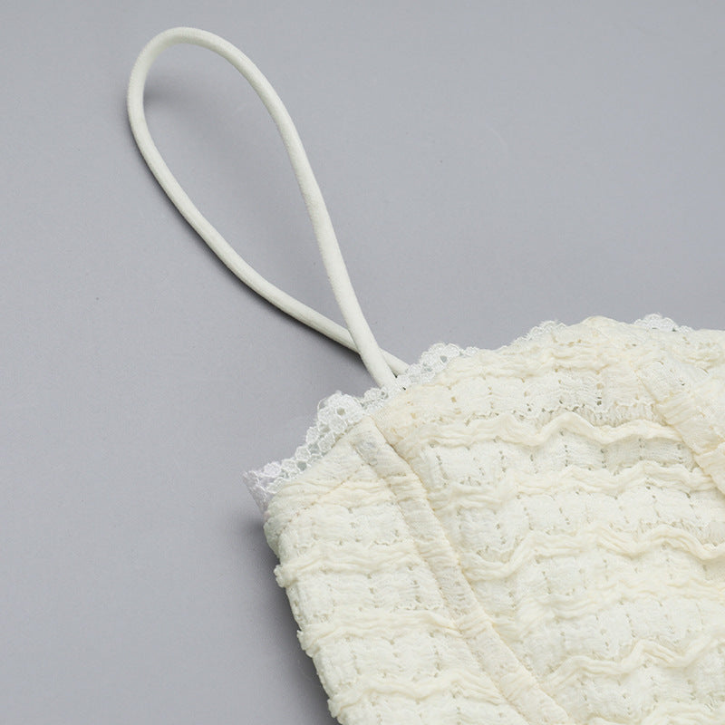 Ivory textured camisole with lace trim for Autumn Classic Fashion Split Dress