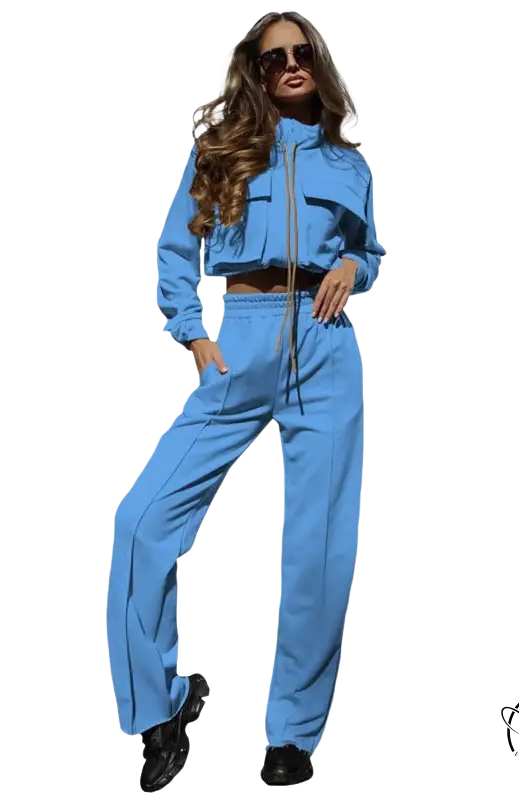 Light blue elegant vetements suit with long sleeve tracksuit