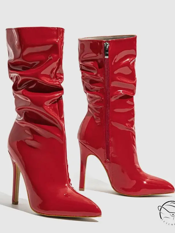 Leather Shoes Short High Heel Riding Boots