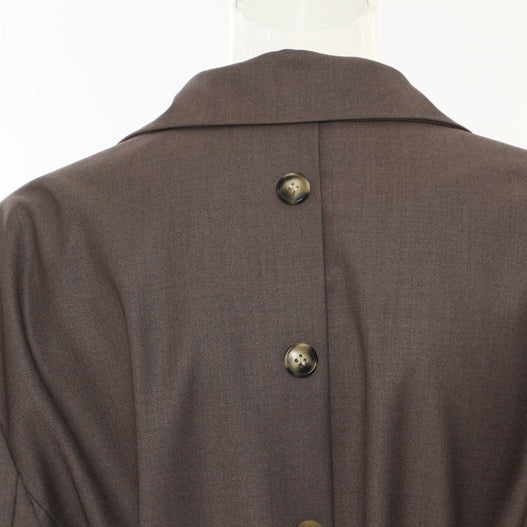Brown buttoned jacket back of Double Belt Deconstruction Blazer Tops in langry fashion ملابس