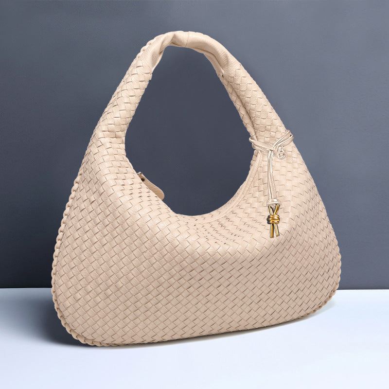 Beige woven leather hobo bag from Langry, perfect for casual fashion and ملابس styles