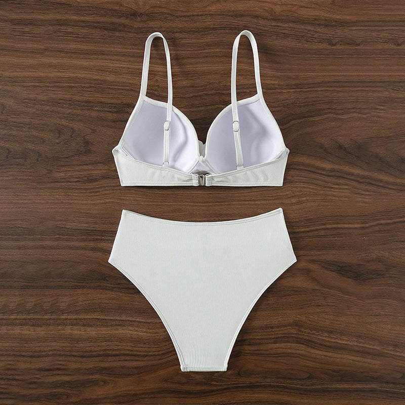 Solid Color Bikini Split Swimsuit Women Beach Spring