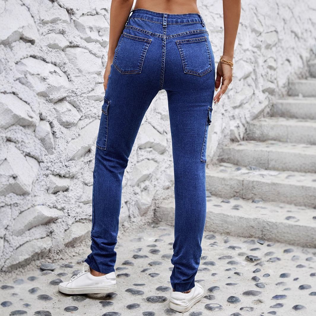 Blue denim cargo jeans from Langry Fashion, stylish ملابس for modern trends