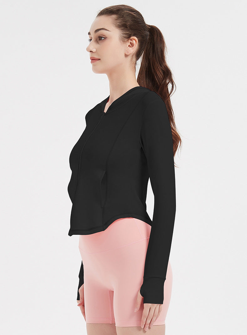 Sports Jacket Women High Elastic Hooded Quick Drying Top Violently Sweat Running Training Yoga Clothes Coat