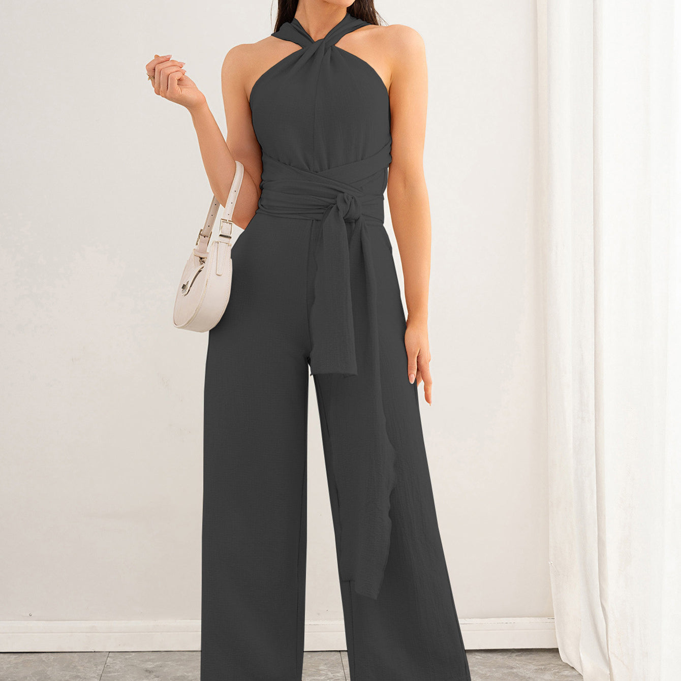 Elegant Backless Straight Jumpsuit