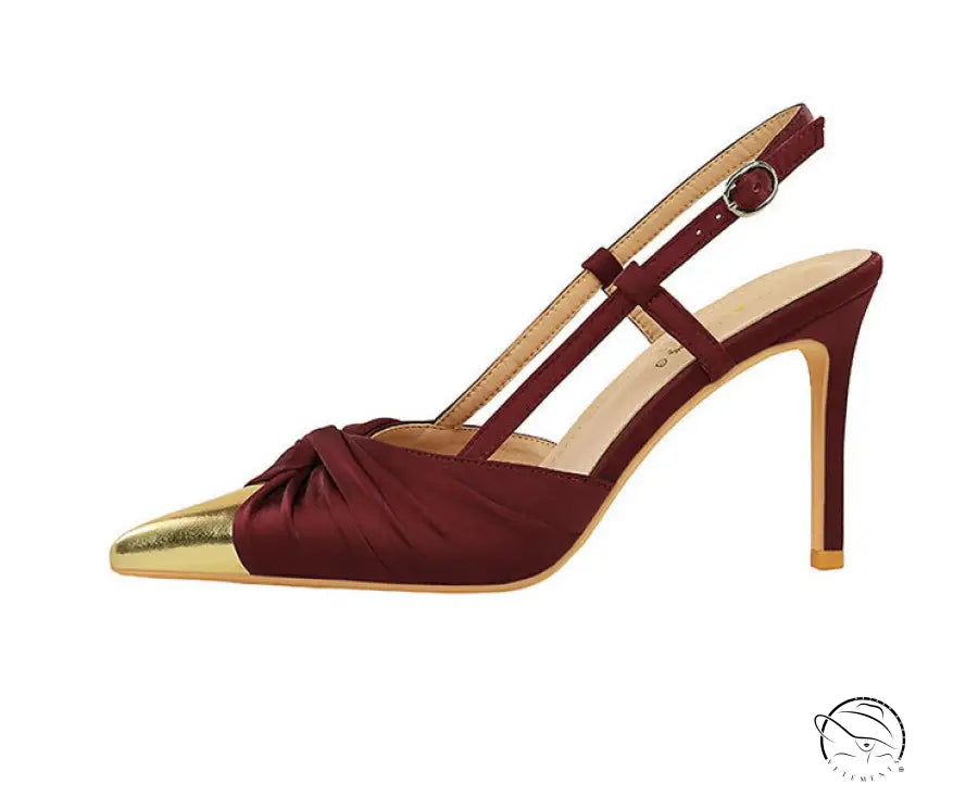 Satin Bow Color Block Pointed High Heel