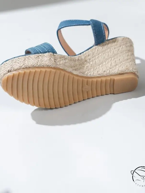 One Strap Wedge Sandals Women Platform Cloth High Heel Straw