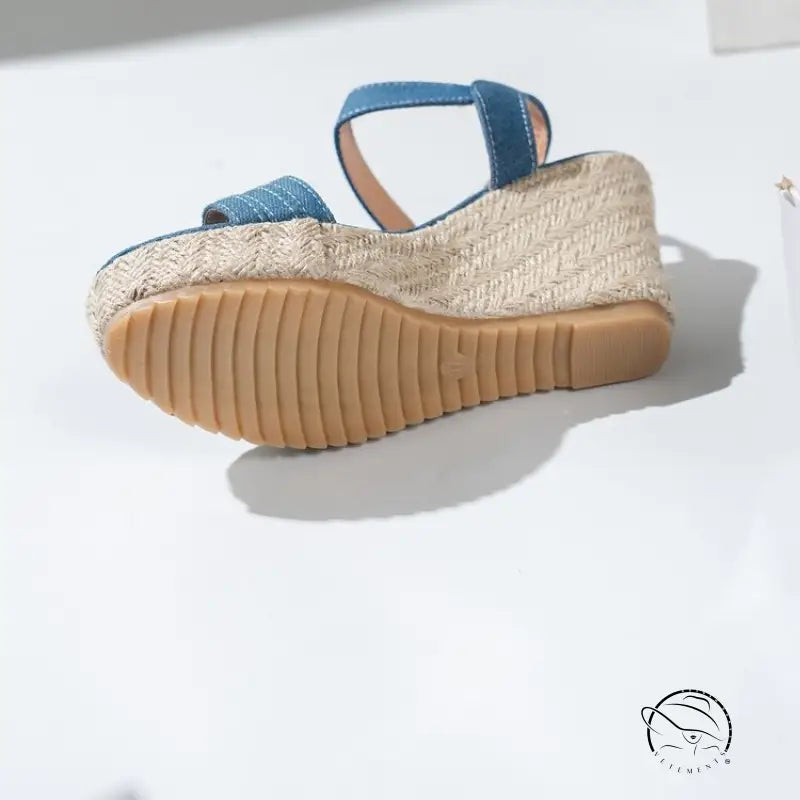 One Strap Wedge Sandals Women Platform Cloth High Heel Straw