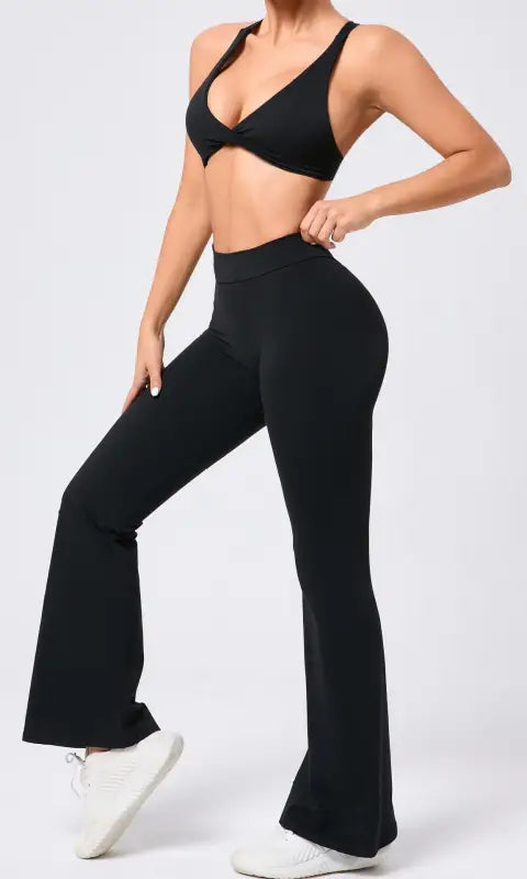 Peach hip raise tight brushed yoga pants with white sneakers