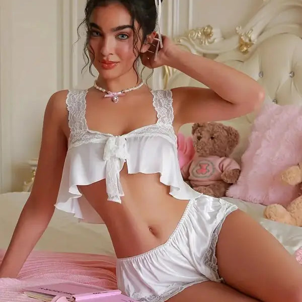 Seductive lingerie set with respectful content disclaimer