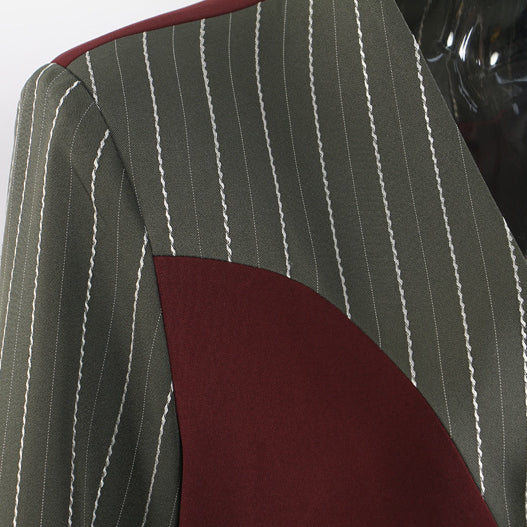 Cozy Red Striped Long Trench Coat