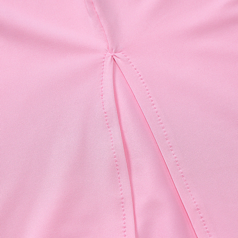 Pink fabric with seam detail for Summer Women Clothing Solid Color Sleeveless Vest Suit