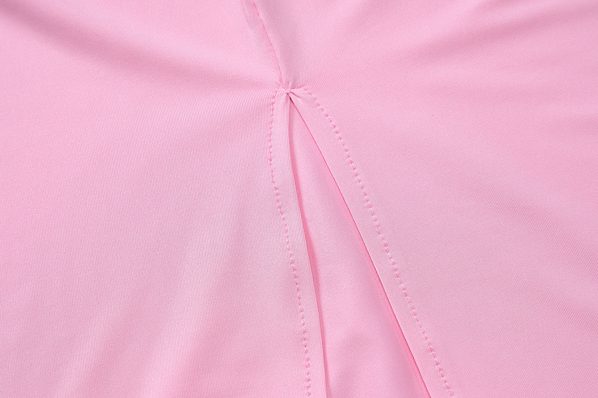 Pink fabric with seam detail for Summer Women Clothing Solid Color Sleeveless Vest Suit