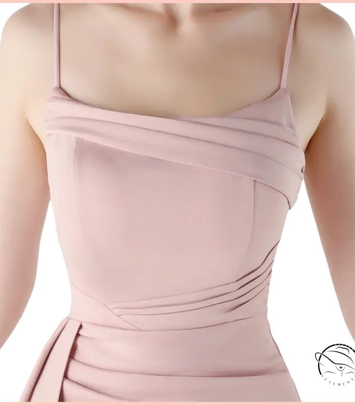 Elegant high slit blush pink satin evening dress in langry fashion ملابس