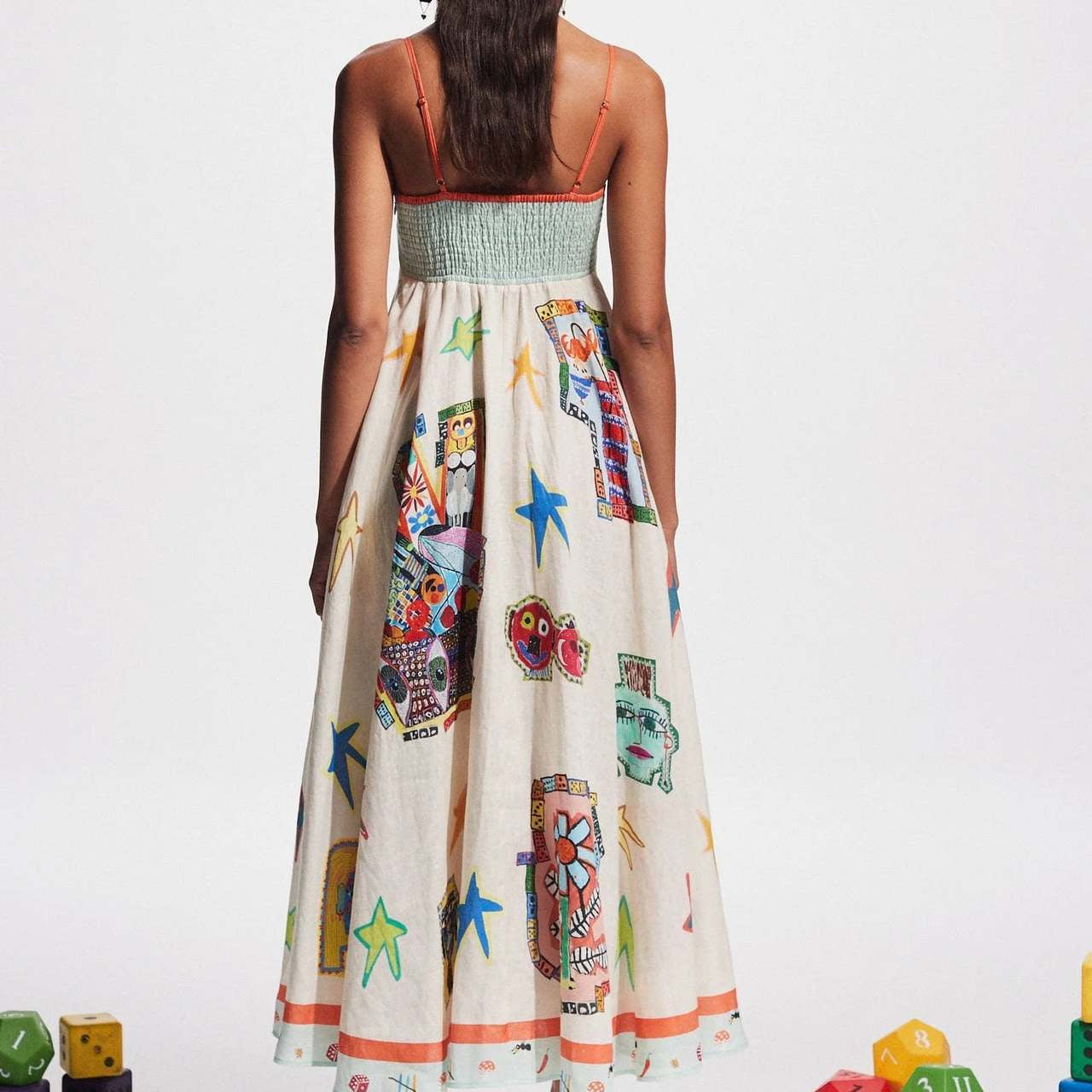 Cute Graffiti Cotton Linen Dress