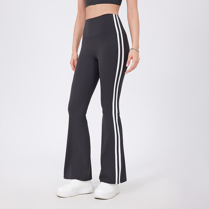 High Waist Yoga Pants Running Sports Peach Hip Raise Fitness Nude Feel Stretch Flared