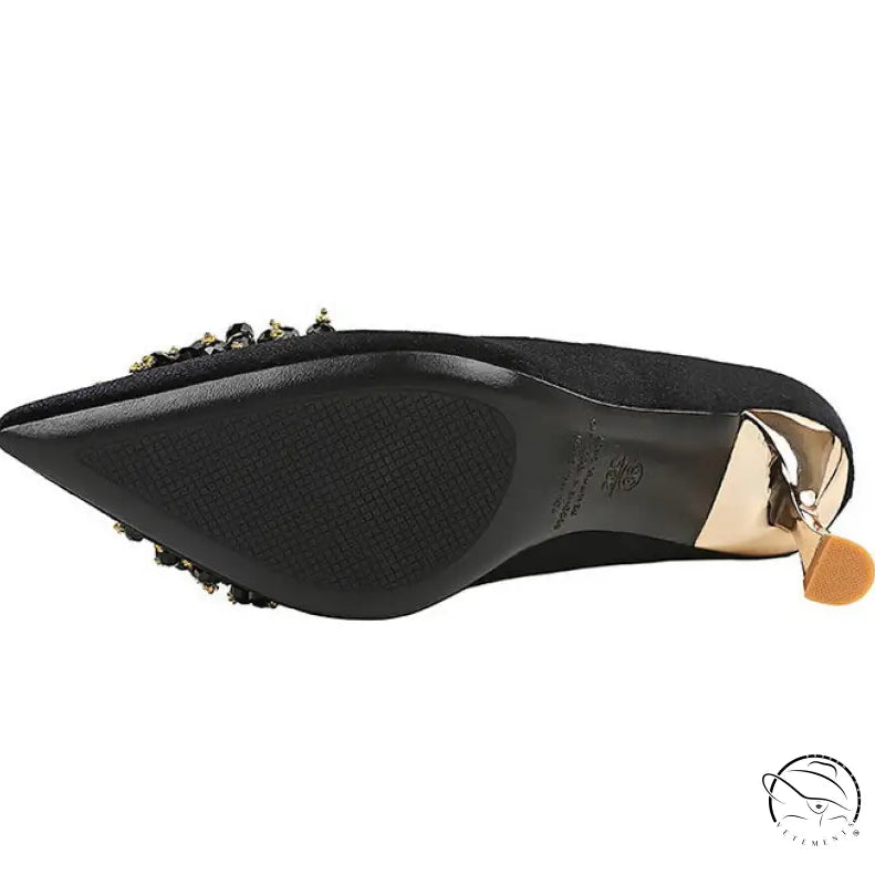 Metal Floral Comfortable High Heel