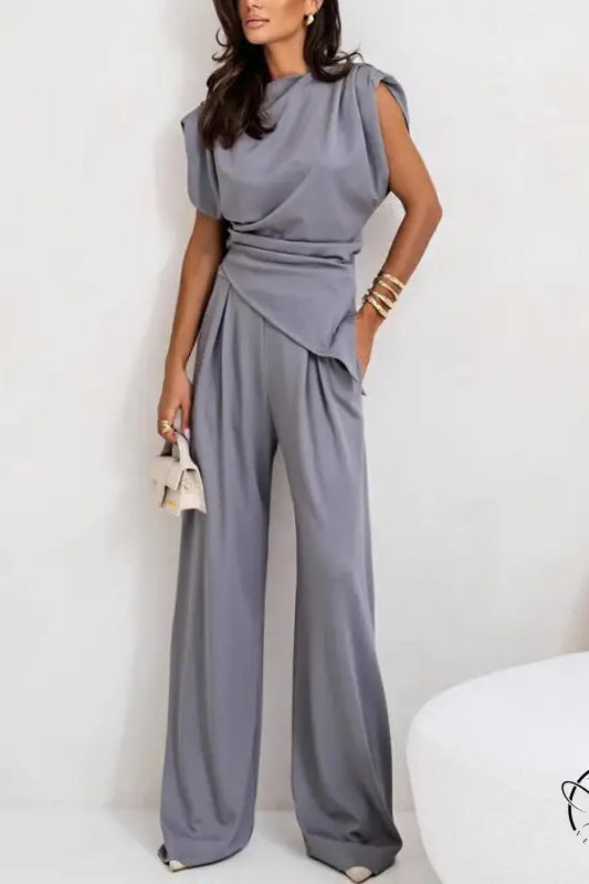 Gray gorgeous two piece sets jumpsuit in pantsuit style