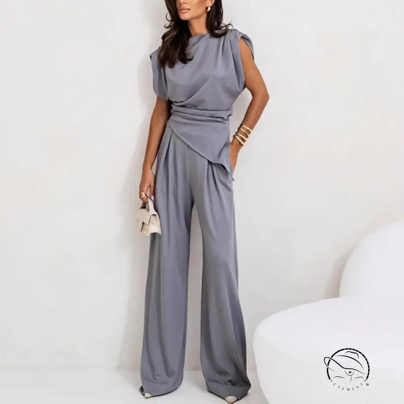 Gray gorgeous two piece sets jumpsuit in pantsuit style