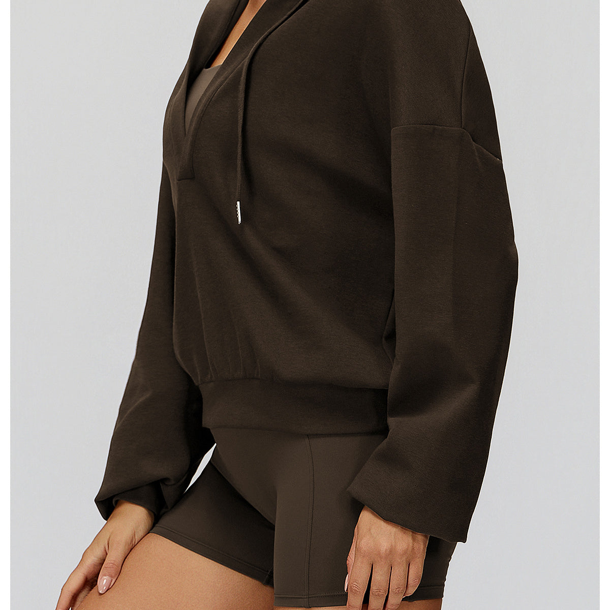 Langry olive green zip-up hoodie and shorts sportswear set