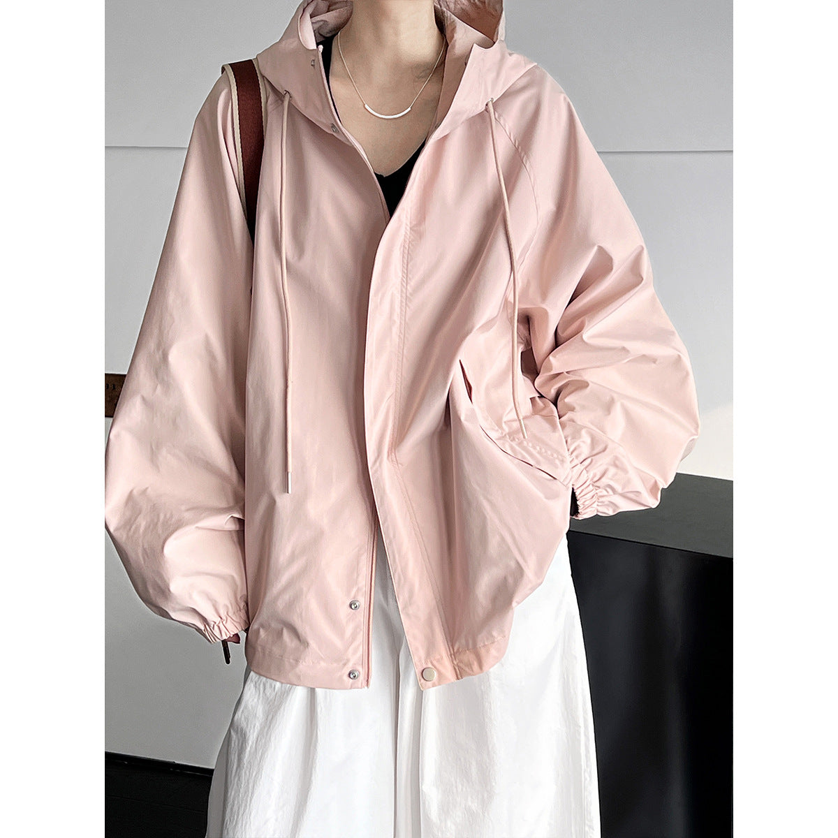Loose-fitting pink hooded jacket from Super Elegant Hooded Jacket, perfect for langry fashion and ملابس