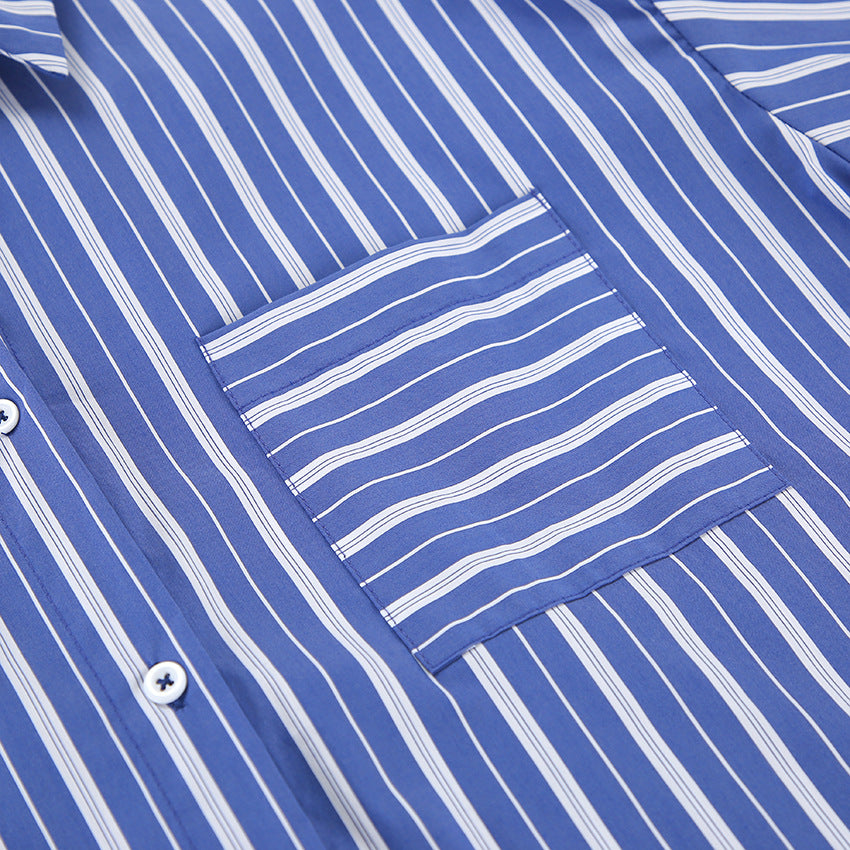 Blue and white striped long sleeves pajamas shirt from Spring Summer Fashion Women collection