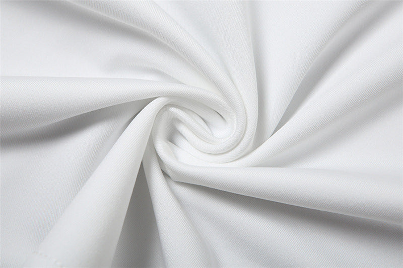 Wrinkled white fabric of Summer Backless Slit Stitching Strap Irregular Dress Women, fashionable ملابس