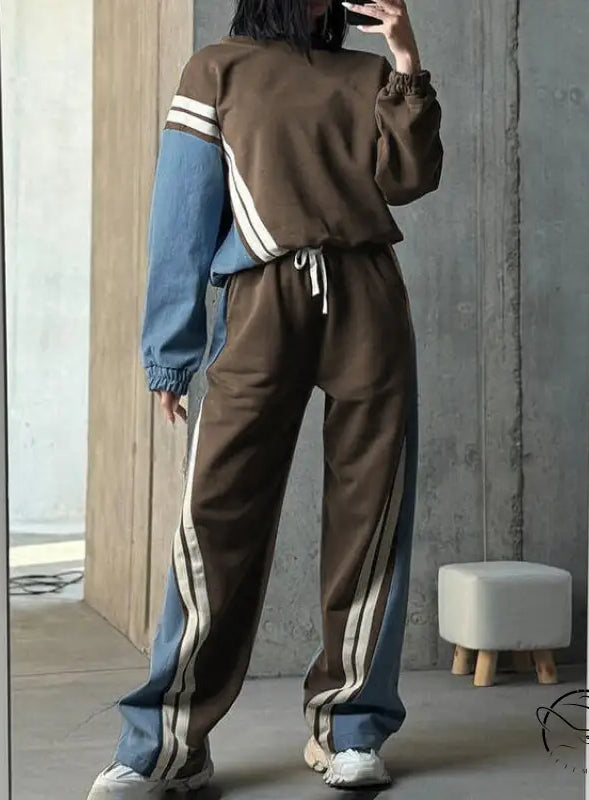 Sports Striped Sweater Sets