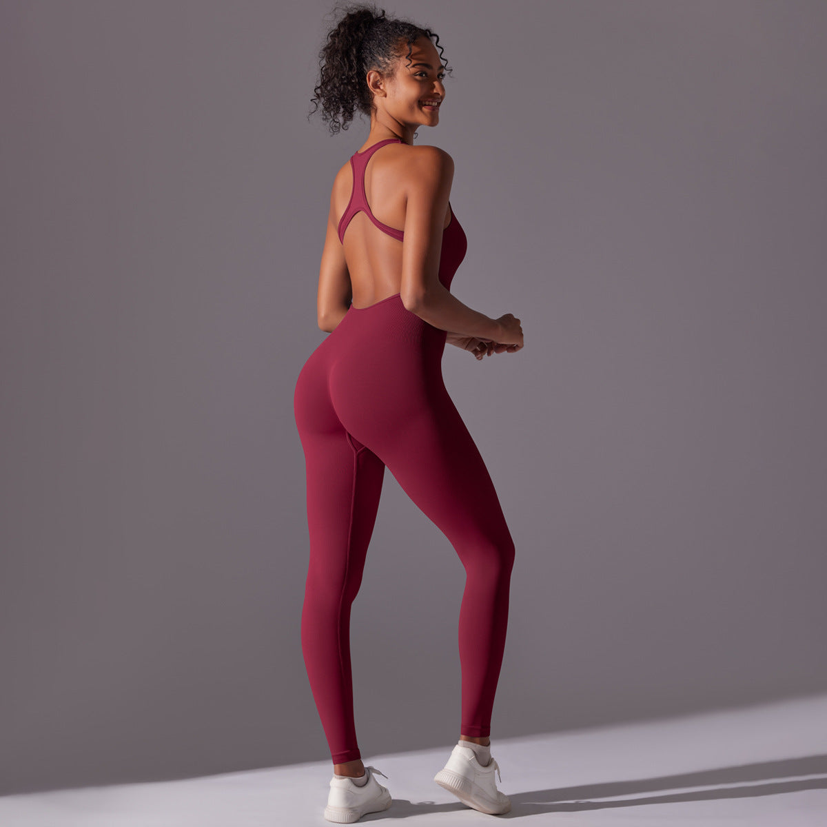 Spring Gym Seamless Shaping Yoga Jumpsuit Integrated Belly Contracting Close Fitting Sports Back one Piece