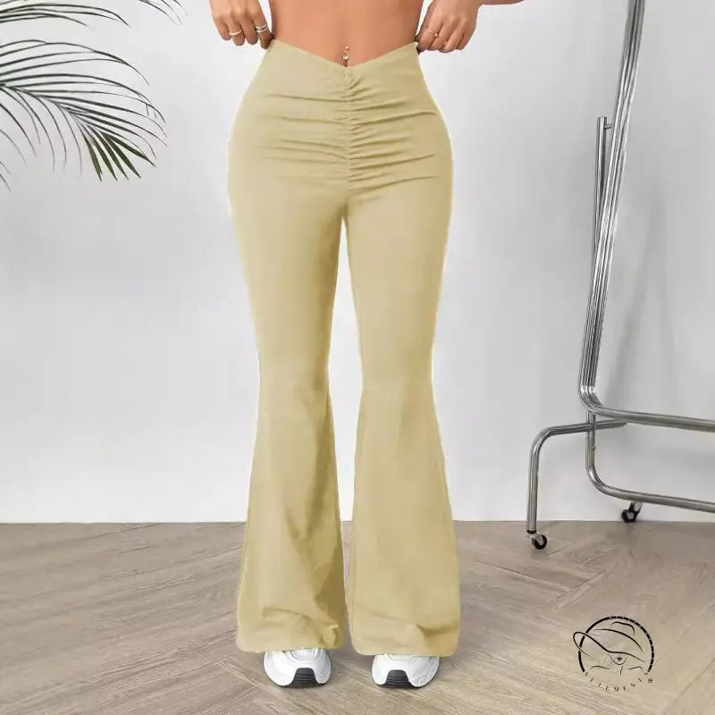 Women’s shaped waist slimming bootcut trousers in beige