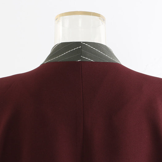 Cozy Red Striped Long Trench Coat