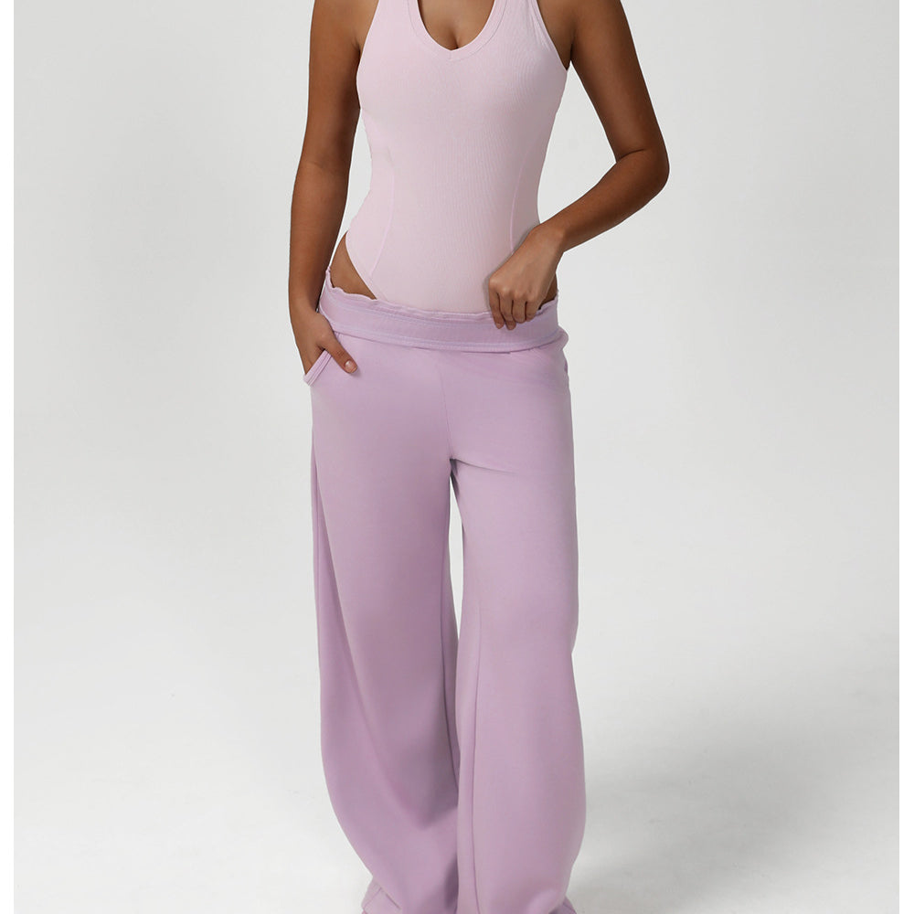 Langry lavender loose casual fashion sweatpants with elastic waistband