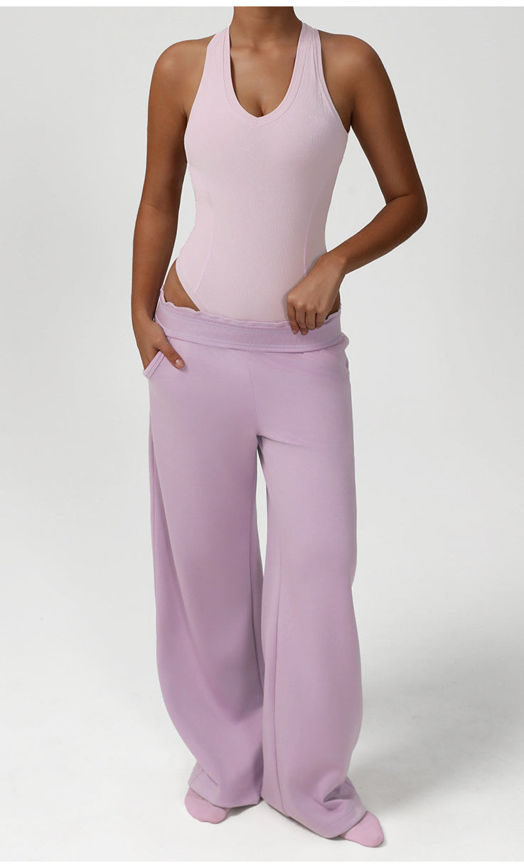 Langry lavender loose casual fashion sweatpants with elastic waistband