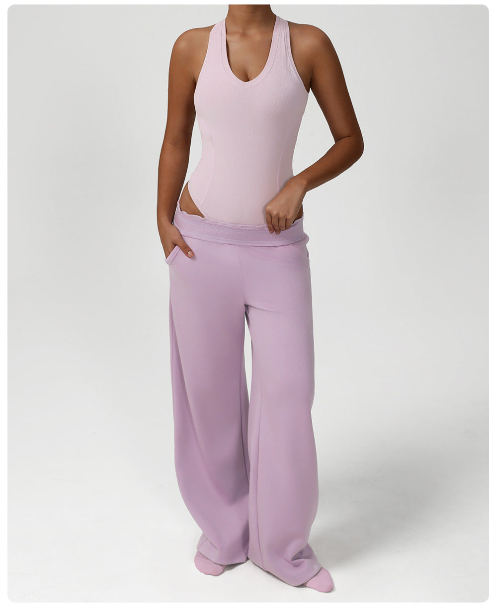 Langry lavender loose casual fashion sweatpants with elastic waistband