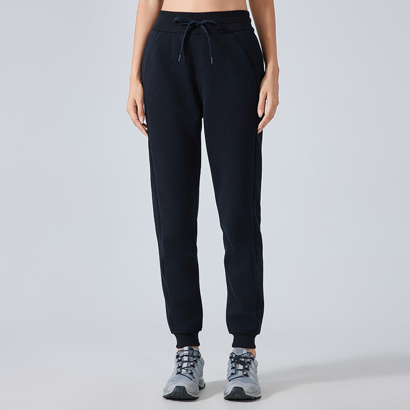Black athletic jogger sweatpants for women, perfect for outdoor fitness and casual style