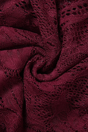 Elegant slim fit tube top dress in burgundy lace with floral pattern