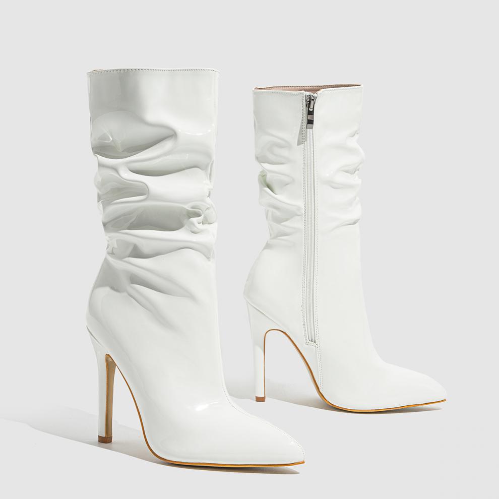 Leather Shoes Short High Heel Riding Boots