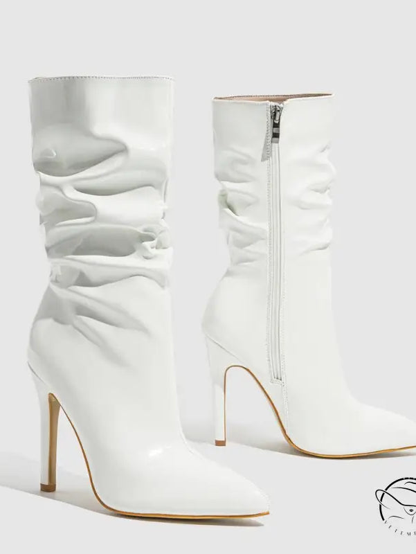 Leather Shoes Short High Heel Riding Boots