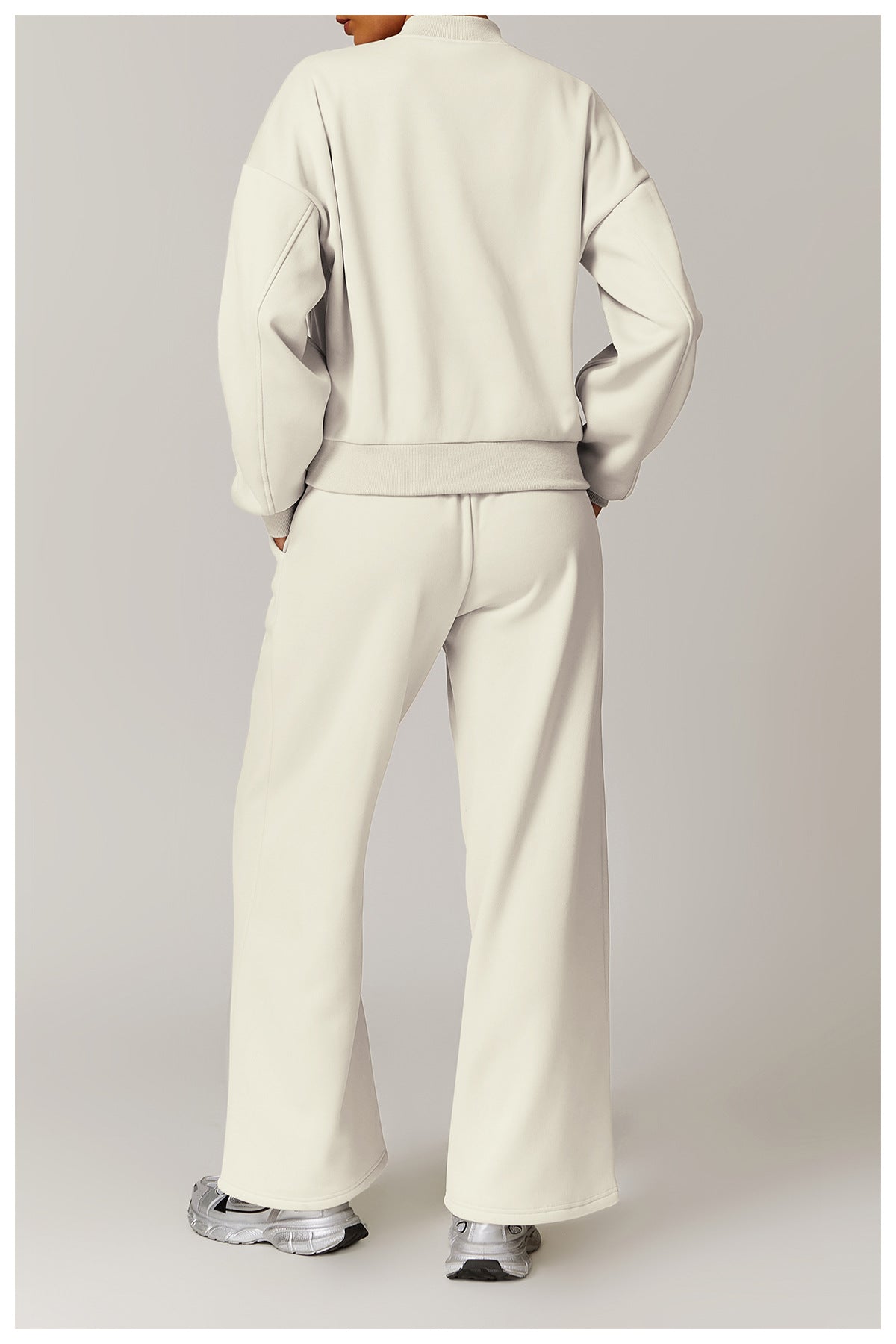 Cream-colored tracksuit from Outdoor Warm Sports Sweater Coat collection, perfect for langry fashion and ملابس
