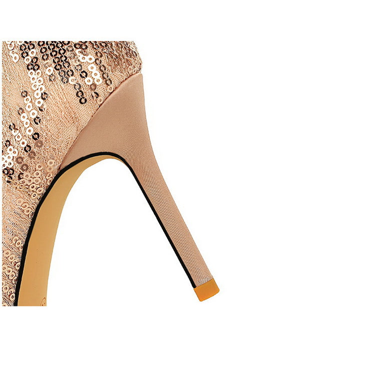 Shallow Mouth Sequin Fashionable Elegant High Heel