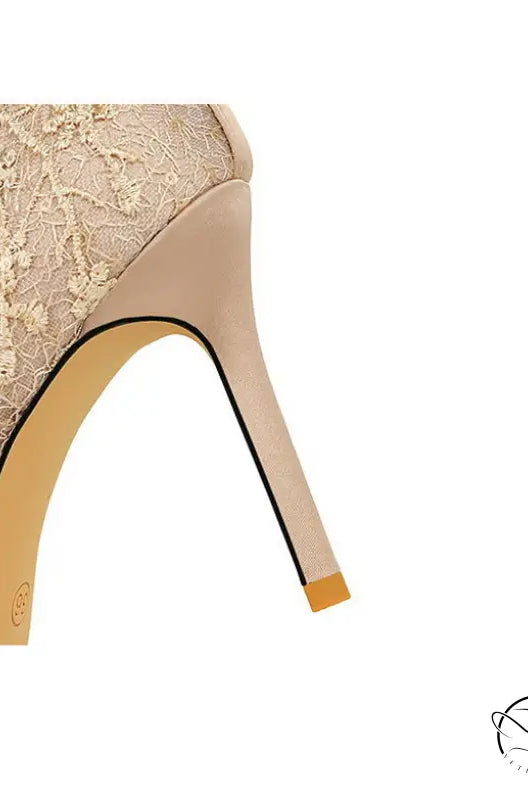 Cocktail High Heel Women Shoes Bow Sequined Lace Mesh Pointed Shallow Mouth Stiletto